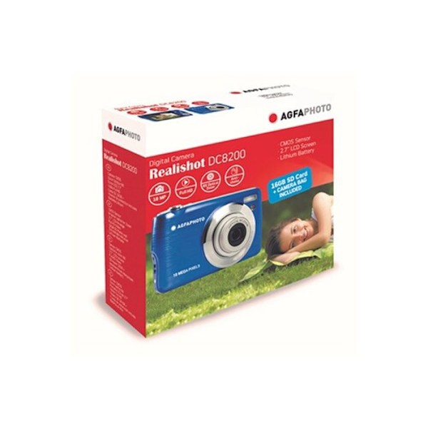 AGFA PHOTO Realishot DC8200 - Compact Cam digitalkamera (18MP, Full HD-video, 2,7'' LCD-skærm, 8X optisk zoom, batteri