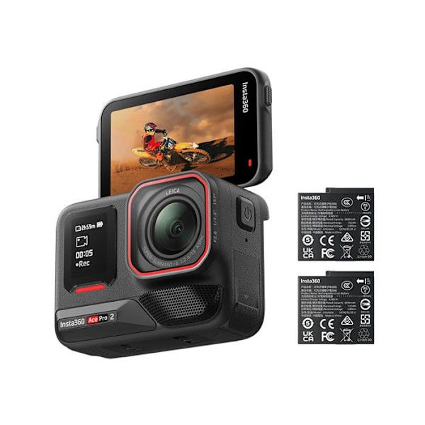 Sportskamera - Insta360 - Ace Pro 2 - Sort - Pakke med 2. batteri - 2 års garanti