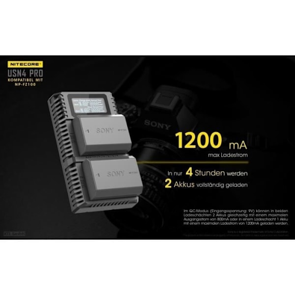 USB-lader Nitecore USN4 PRO til Sony-kameraer