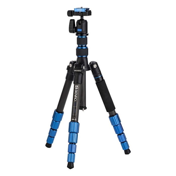 BENRO Slim Travel Carbon Tripod med N00 kulhuvud - hopfällbara ben och tillbehörskrok