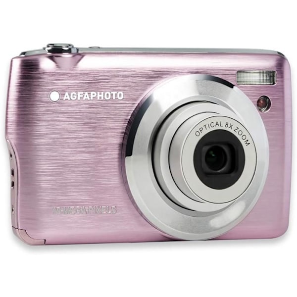 AGFA PHOTO Realishot DC8200 - Compact Cam digitalkamera (18MP, Full HD-video, 2,7'' LCD-skærm, 8X optisk zoom, batteri Lyserød