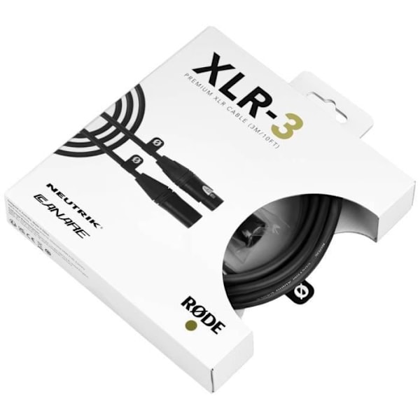 Mikrofonikaapeli - RODE - XLR3M - 3 m - soveltuu lavalle ja studioon Svart