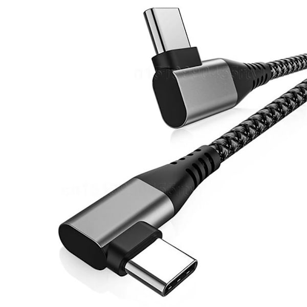 Grå Tyg-Snabb-Laddkabel PD QC3.0 3A 60W USB C-C 100cm