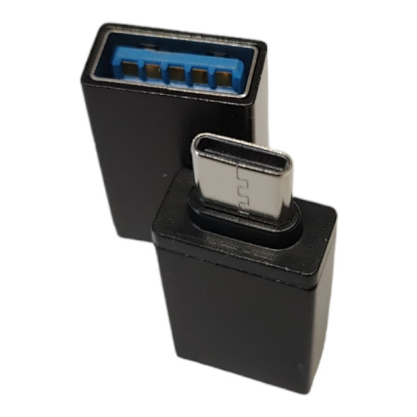 Adapterkontakt USB-A hona till USB-C hane, svart
