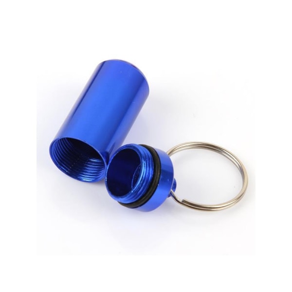 2st blå Piller- Medicin-behållare på nyckelring.