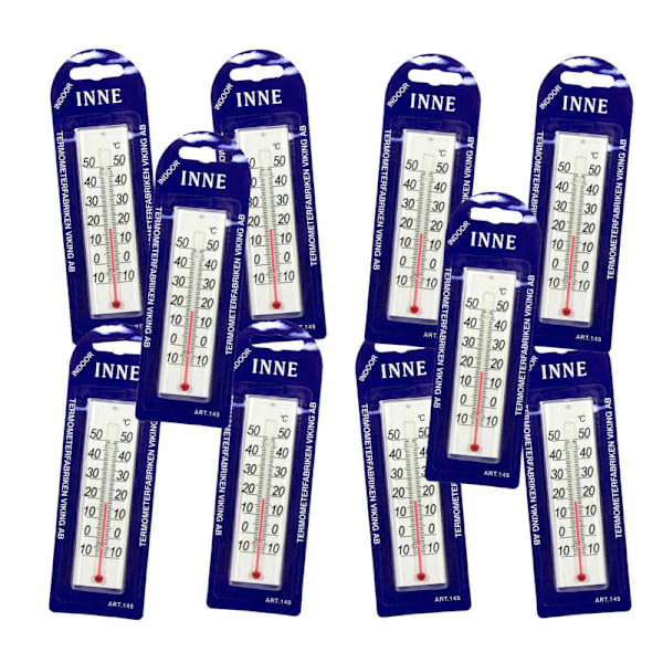10-pack Inomhus-Termometer 10 till 50 grader Celcius, Pelare