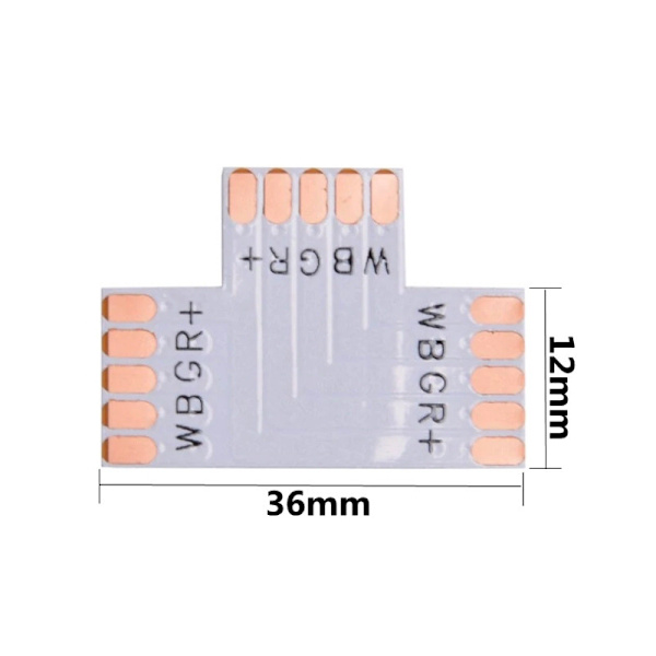 Flat LED-skarv-T 5-PIN 12mm RGBW för anslutning i klämskarv