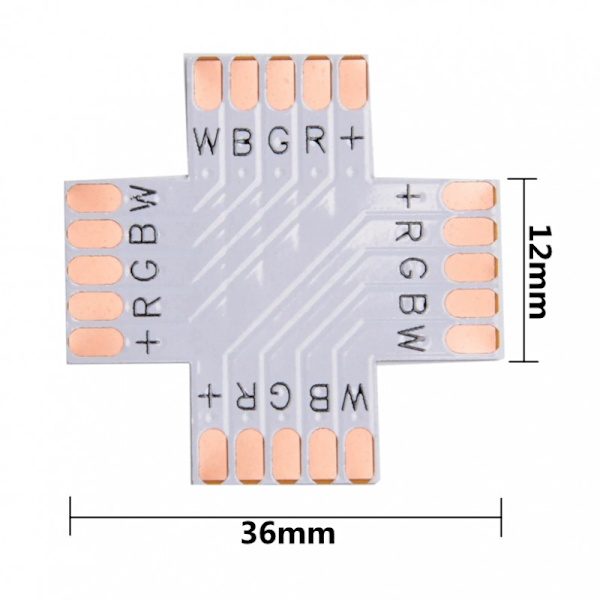 Flat LED-skarv-X 5-PIN 12mm RGBW för anslutning i klämskarv
