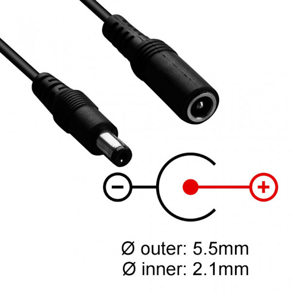 DC 5.5mm power förlängningskabel 3 meter