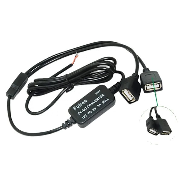 Fast USB-installation 12v till 2xUSB-A för bil, båt mm