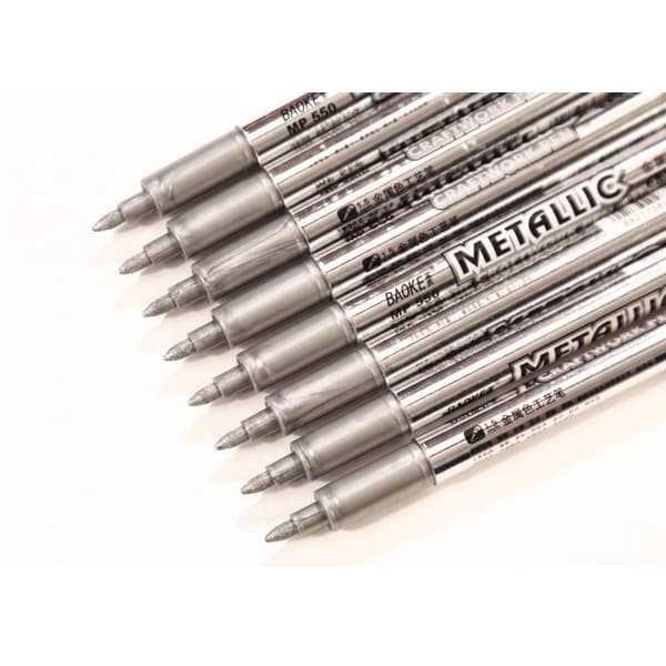 12-pack Metallic-pennor, Guldpenna eller Silverpenna Silver