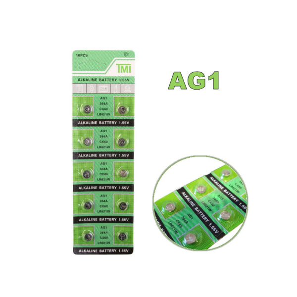Batteri AG1 SR621 SR621SW LR621 SR60 LR60 10-p knappcell