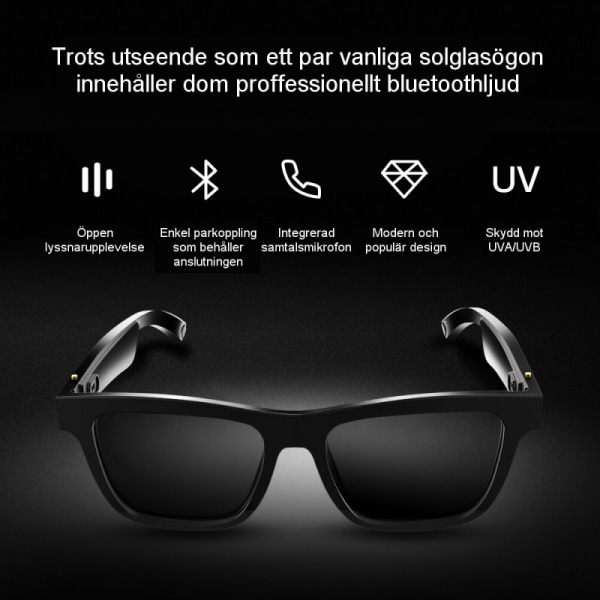 Snygga Smarta Solglasögon med inbyggt ljud och bluetooth