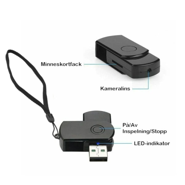 SpionVideokamera i USB-minne med 32GB minne och batteri