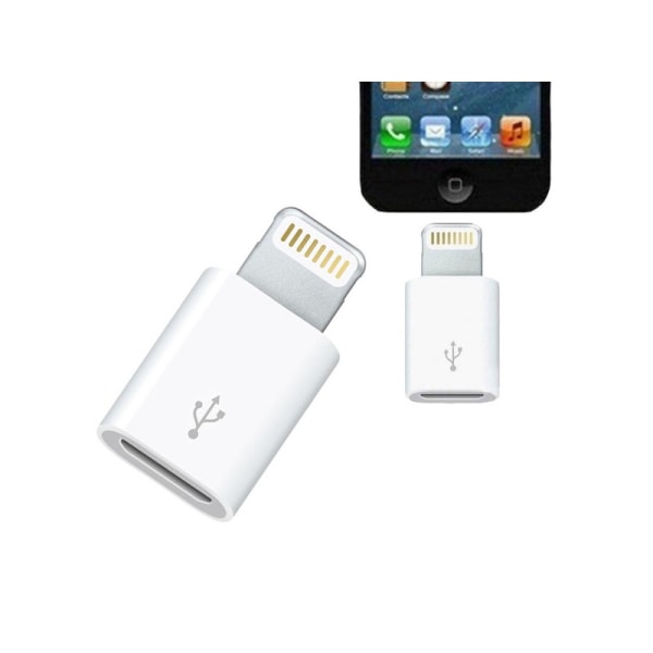 Adapterkontakt USB-Micro (hona) till Lightning (hane) Vit