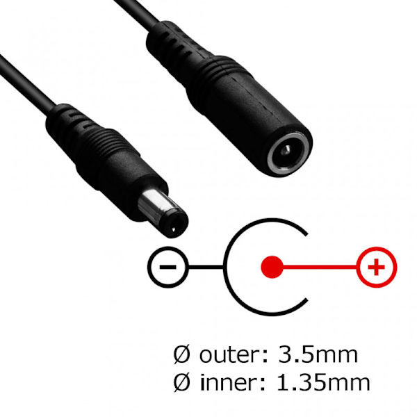 DC 3.5mm power förlängningskabel 1 meter