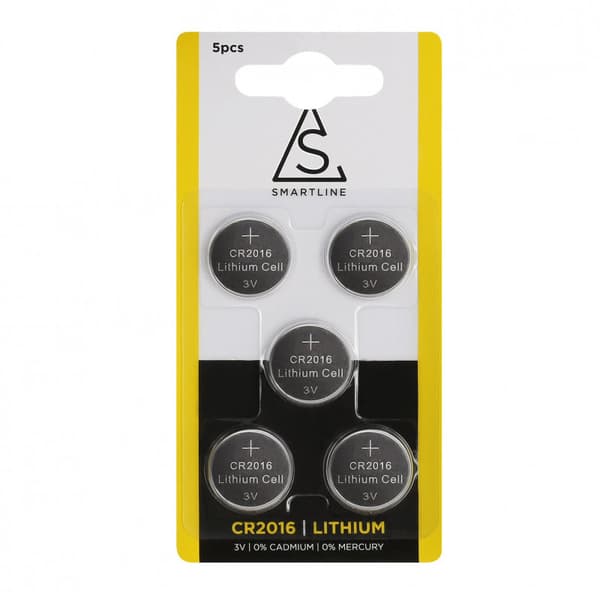 Batteri CR2016, 2016 3V, 10-pack, knappcell, Smartline
