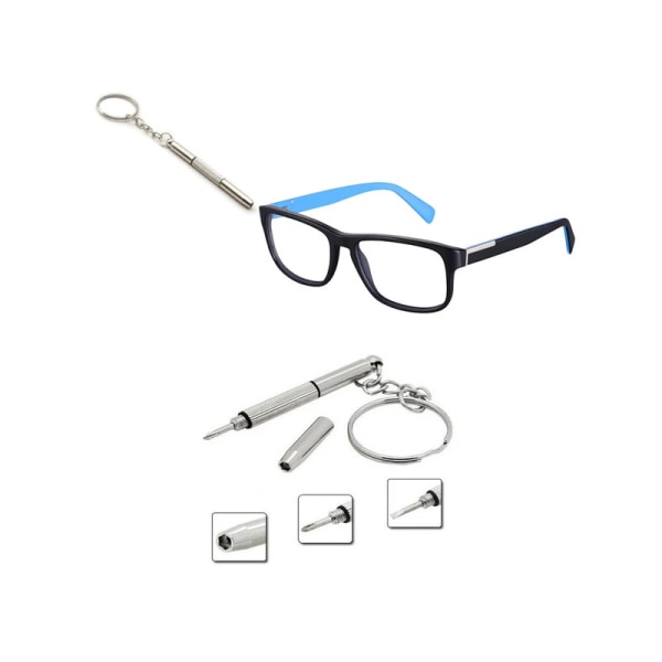 Glasögon-Skruvmejsel, flat, kryss, hylsa på nyckelring
