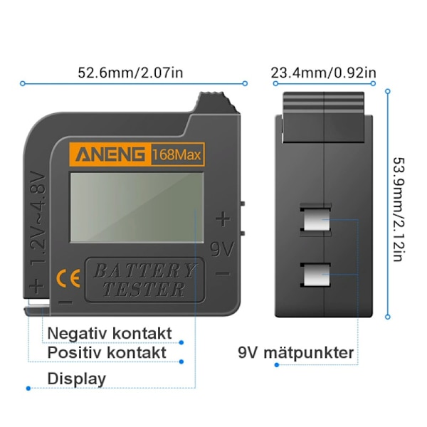 Digital Batterimätare Testare- Provare 1.2V-9V 168MAX