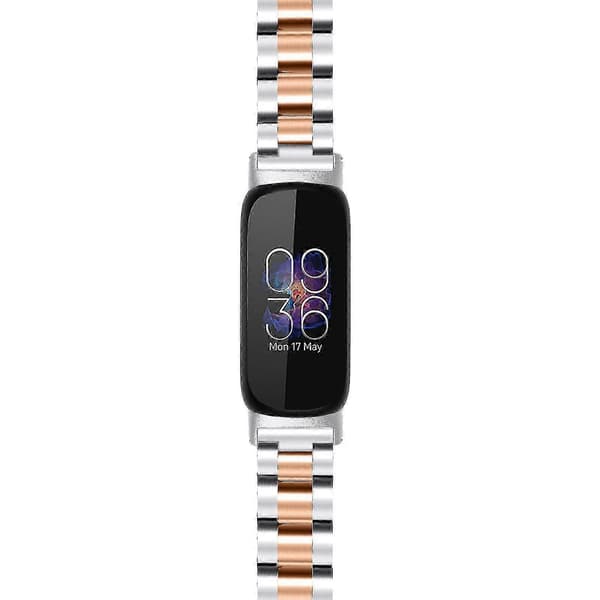 Armbånd til Fitbit Inspire 3 Rustfrit Stål 3 Perler Erstatningsarmbånd til Smartwatch Silver Rose Gold