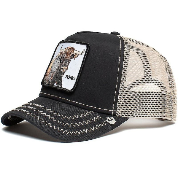 Animal Form Trucker Baseball Cap Mesh Snapback Hip Hop Hat För Män Kvinnor bison black