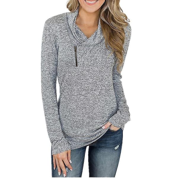 Slim Fit Plus Size Dame Bluse med Lang Erme i Ensfarget - Brun XXXL