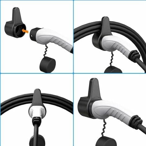 Type 2 ladekabelholder Sikkerhetsdesign Lader Type 2 Wallbox EV Ladekabelholder Sterk ABS Bil Ladekabelholder - Svart