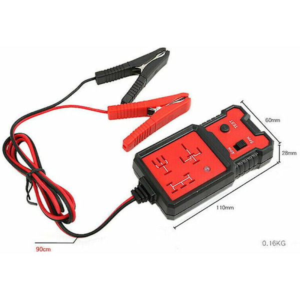 Bilrelätestare, automatisk relädiagnosverktyg, 12V elektronisk relätestare, bilbatterikontroll med klämmor