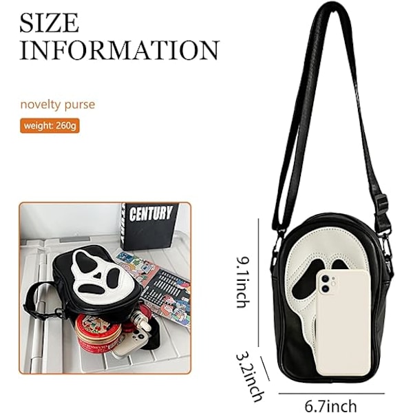 Pumpalykta Crossbody Väska, PU-Läder Nyhet Spökväska Söt Spooky Season Gothic Axelväska för Kvinnor