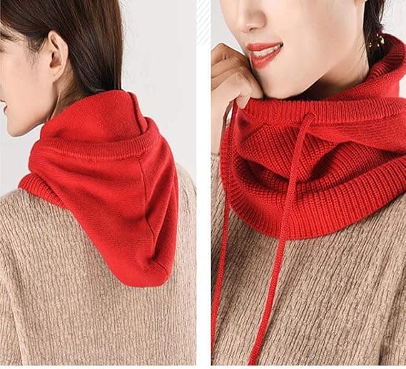 Dame Balaclava Hodeplagg Vinter Kashmir Strikket Beanie Hatt Skidmaske Skidhette Utendørs Red