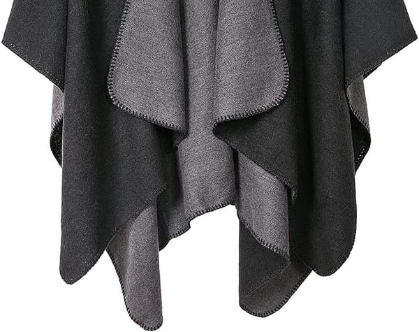 Dam Vendbar Oversized Poncho Kappe Varm Sjal Wrap Åben Front Trykt Filt Cardigans