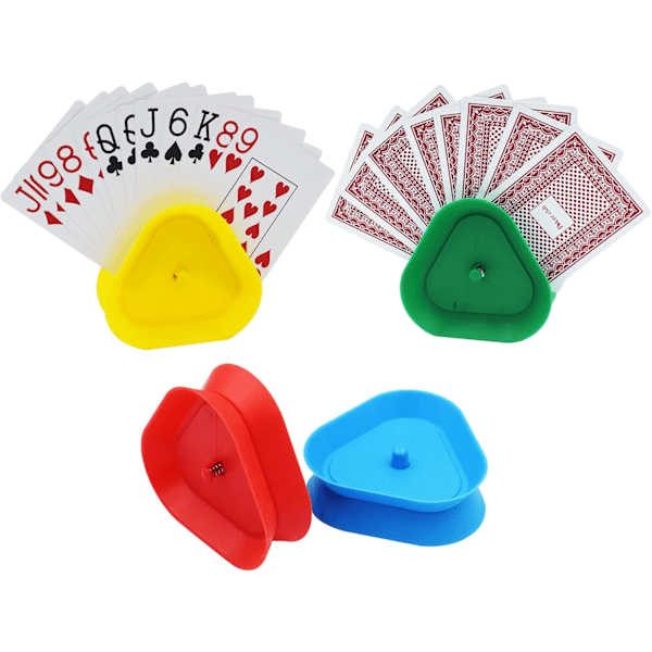 Korthållare för spelkort, triangelformad handsfree-pokerställ, 4 färger, set med 4