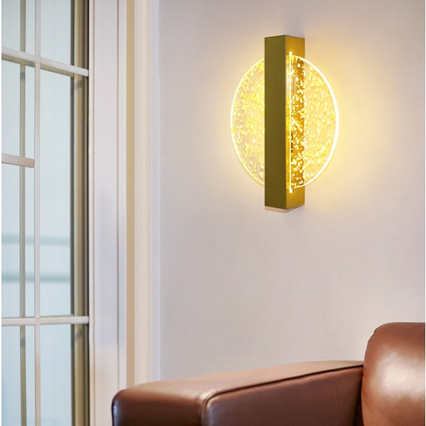 Vägglampa inomhus akryl LED-vägglampa - lyxig vardagsrum sovrum sängbord - modern enkelhet - tre-tonsbelysning - ledningsanvändning Gold round gold foil