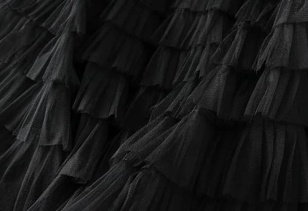Dam Tulle Maxi-kjol A-linje Rynkad Mesh Hög Midja Underkjol Black Black XL