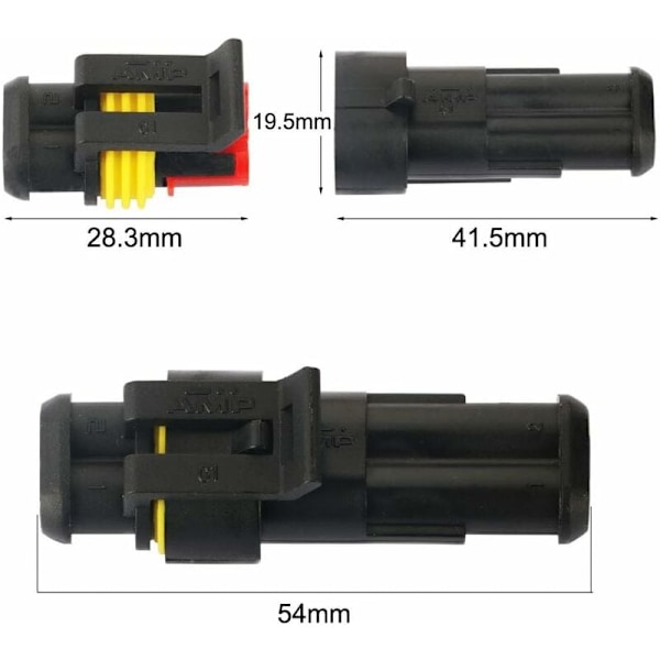 Vattentät kontakt 12V, elektrisk vattentät kontakt hane och honkontakt 1,5 mm anslutningar, vattentät elektrisk kabelkontakt för motorcykel Au