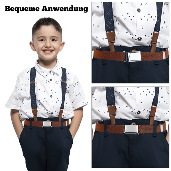 3-pakning Elastiske Belter Barn, 2,5 x 75 cm Justerbart Stretchbelte Barn, Firkantet Magnetisk Spennebelte, Barnebelte Elastisk for Jeans