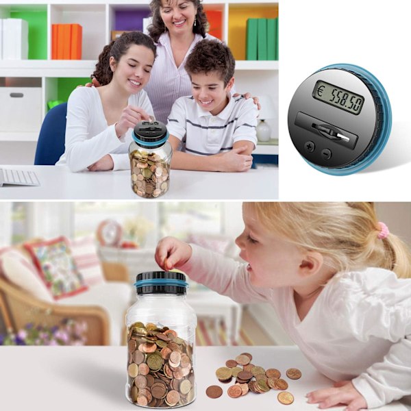 Spisbords-spargris med LCD-display, automatisk spargris, la