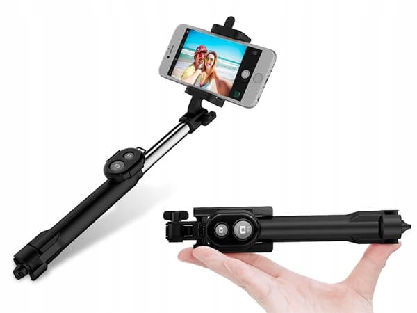 Selfiestick / tripod mobilstativ med bluetooth fjärrkontroll Black Svart