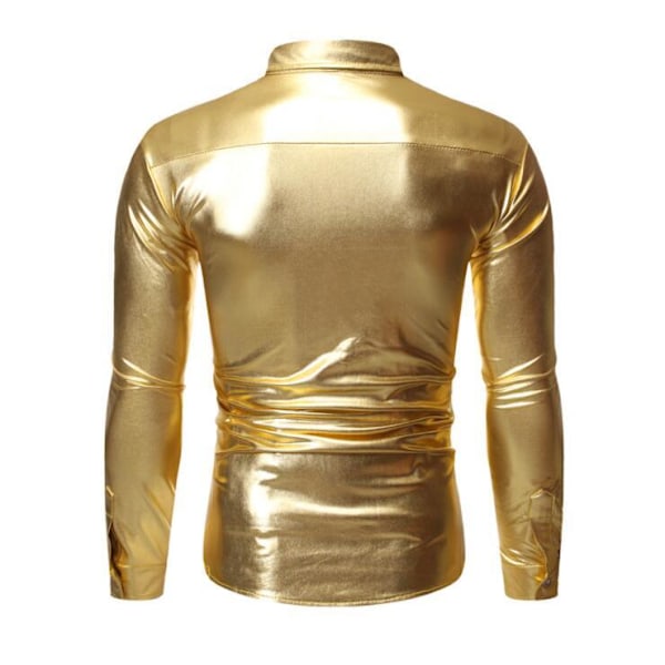 Långärmad paljettskjorta för herr för fest gold gold M