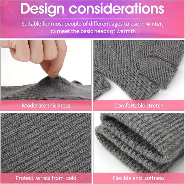6 par unisex halvfingerhandsker varme