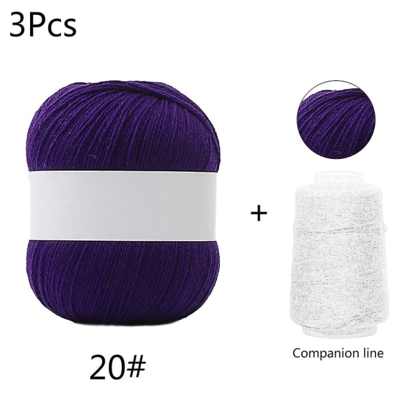 3 set mjuk kashmirgarn 50g+20g/set anti-pilling diy hand stickningstråd för kofta halsduk virka ullgarn 20