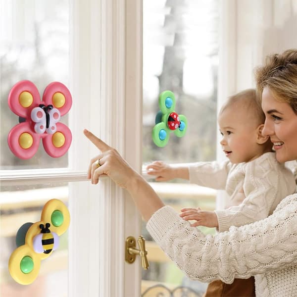 Fidget Spinner med Sugekopp for Barn - Snurrende Leke Multicolor multifärg