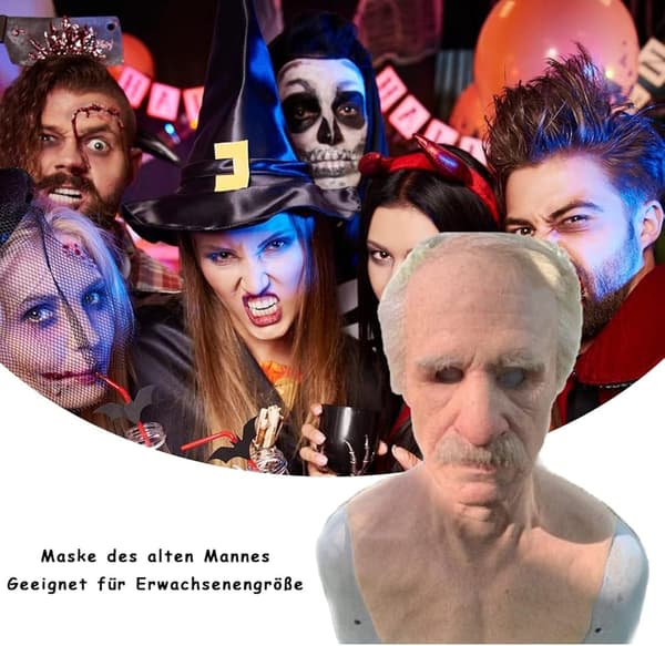 Latexmask för Halloween, gubbe Dekor Realistiska masker A