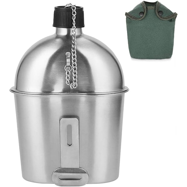 Militär Vattenflaska Kit 2st 1000ml 600ml Rostfritt Stål Militär