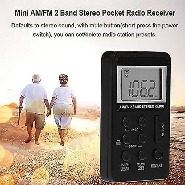 Taskuradio FM & AM Radio USB-lataus, Musta