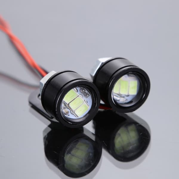 2 stk. Eagle Eye LED-lampe 12V AC 150mA 3W Aluminium Hvid Belysning Motorcykel Kørelys 0.1