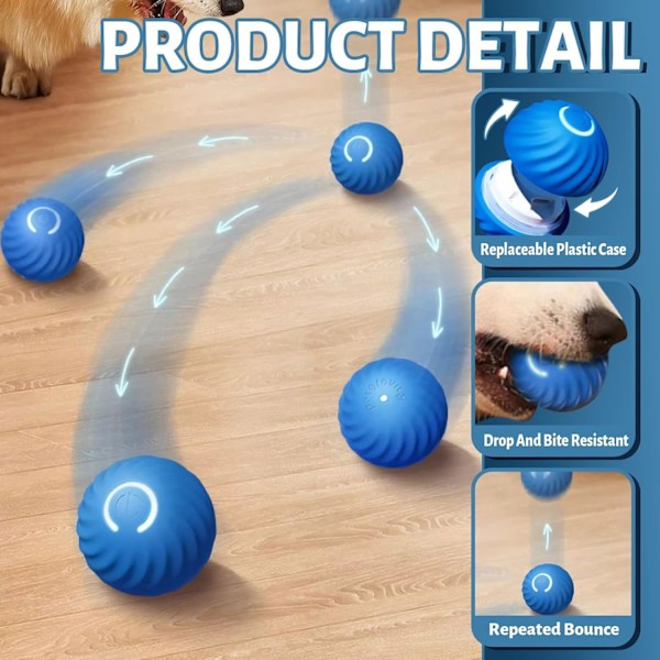 Interaktiv hundboll, liten hundboll, smart leksaksboll, automatisk hundleksak, interaktiv bollleksak, USB 360 graders självrotation Orange