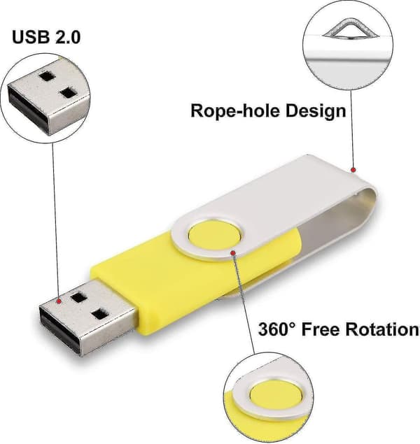 10-pack USB-minnen 2.0 - Vridbart minne - Fällbart lagringsutrymme - Hoppdisk - Zip-enhet - hy 10 Pack Yellow 10 Pack Yellow 32GB