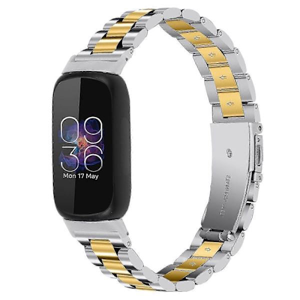 Armband för Fitbit Inspire 3 Rostfritt Stål 3 Pärlor Ersättningsarmband för Smartklocka Silver Gold