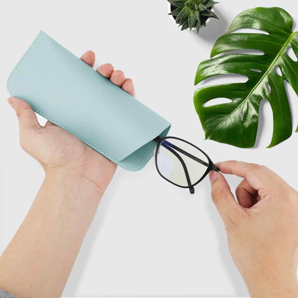 Mjukt glasögonfodral, 4-pack mjukt läderglasögonfodral, bärbart Cortex-glasögonfodral, solglasögonfodral för män och kvinnor